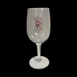 Vintage Rolls Royce RR Logo Wine Glass English Car Toasting Clear Gold